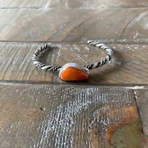Navajo Made Orange Spiny and Sterling Cuff